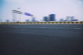 Empty race track road with skyline