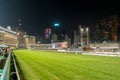Empty race track and skyline background, Horse racing course in Hong Kong Jockey Club, Happy Valley Royalty Free Stock Photo