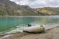 Empty Raft Boat at Quilotoa Lake, Ecuador Royalty Free Stock Photo