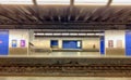 Empty railroad and platform of the Brussels-Luxembourg railway station