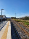 Empty railroad platform