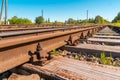 Empty railroad track going into the distance