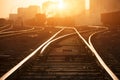 Empty railroad tracks Royalty Free Stock Photo