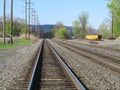 Empty railroad tracks in West Haverstraw, NY. Royalty Free Stock Photo