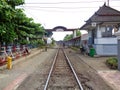 Empty railroad on Tugu station at Jogjakarta, Indonesia 2015