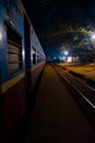 Empty railway platform at night with no people Royalty Free Stock Photo