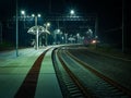 Empty railway station in the night