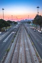 Empty Railway at Sunset