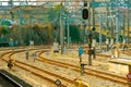 Empty railway tracks in Tokyo Royalty Free Stock Photo