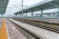 Empty railways station just waiting train Royalty Free Stock Photo