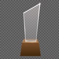 Empty realistic glass trophy awards vector statue.