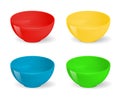 Empty realistic illustration on food bowls. Ceramic kitchen dishware set. Bowl for food, ceramic dishware empty