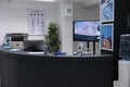 Empty reception counter with no people at private practice clinic, hospital waiting room Royalty Free Stock Photo