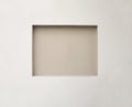 Empty recessed square space in a wall, for displaying or hanging art. Center focus space indoors with copy space. Light brown or