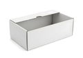 Empty rectangular cardboard box sitting on a plain background Royalty Free Stock Photo