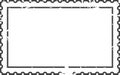 Empty rectangular postage stamp frame with grunge edges and circle perforations, providing space for custom design or