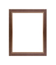 An empty rectangular wooden picture frame isolated on a white background. Royalty Free Stock Photo