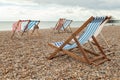 Empty red and blue striped hammocks in Brigthon, UK Royalty Free Stock Photo