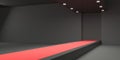 Empty red carpet, fashion runway illuminated by glowing light Royalty Free Stock Photo