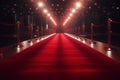 Empty red carpet transformed by luminous lights on the fashion runway Royalty Free Stock Photo