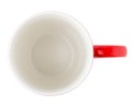 Empty red coffee cup isolated on white background, Top view with clipping path Royalty Free Stock Photo