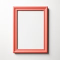 Empty Red Frame On White Background - 3d Render Mockup