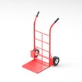 Empty red hand truck over white background Royalty Free Stock Photo