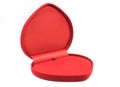 Empty red heart velvet box