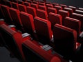 Empty red movie theater seats. 3D illustration Royalty Free Stock Photo