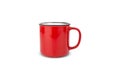 Empty red mug isolated on white background. Close-up Royalty Free Stock Photo