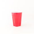Empty red picnic cup recycle mug on white Royalty Free Stock Photo
