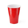 Empty red plastic cup against white background isolated on white background Royalty Free Stock Photo