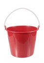 Empty red plastic household bucket isolated on white background Royalty Free Stock Photo