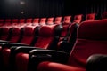 empty red seats in cinema, domestic intimacy, zoom in, up close Royalty Free Stock Photo