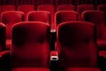 empty red seats in cinema, domestic intimacy, zoom in, up close Royalty Free Stock Photo