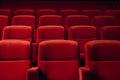 empty red seats in cinema, domestic intimacy, zoom in, up close Royalty Free Stock Photo