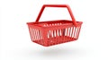 An empty red shopping basket floating in the air and object on a white background is a perfect image for advertising for Royalty Free Stock Photo
