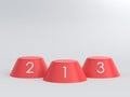 Empty red winners podium on white background. 3D rendering. Royalty Free Stock Photo