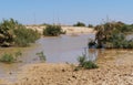 Almost empty reservoir for water in south Israel Royalty Free Stock Photo