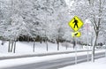 Empty residential street in Seattle suburb covered by fresh snow Royalty Free Stock Photo