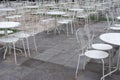 Empty restaurant and cafe tables