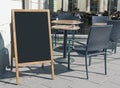 Empty restaurant menu blackboard on the street Royalty Free Stock Photo