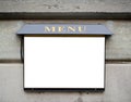 Empty restaurant menu sign on wall Royalty Free Stock Photo