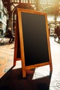 Empty restaurant menu street black chalkboard as copy space Royalty Free Stock Photo