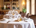 Empty Restaurant with Set Tables Royalty Free Stock Photo