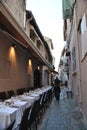 Empty restaurant tables waiting for guests Royalty Free Stock Photo