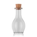 Empty retro glass flask with cork made of corkwood