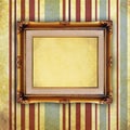 Empty Retro picture frame on old wall Royalty Free Stock Photo