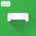 Empty ribbon icon. Business concept blank sticker label pictogram. Vector illustration on green background with long shadow. Royalty Free Stock Photo
