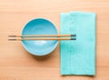 Empty rice bowl with bamboo chopsticks Royalty Free Stock Photo